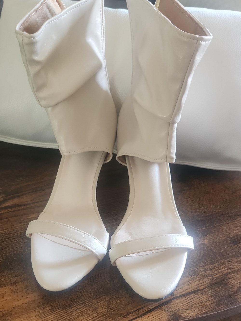Women's Cream Open-Toe Ankle Boots - Stylish Summer Heels